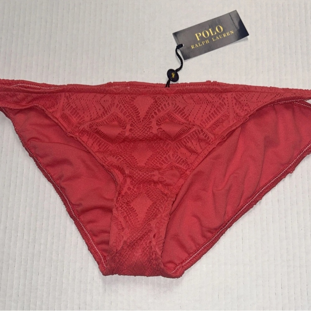RALPH LAUREN Lace Bikini, Coral Pink, Large, For Beach, Pool, NWT, MSRP $52